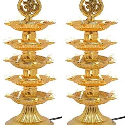 Premium 5 Layer New Electric Gold LED Bulb Lights Plastic (Pack of 2) Table Diya-image-76