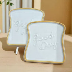 Ceramic Bread Shaped Serving Plate for Tea Time Snacks Tray-image-43