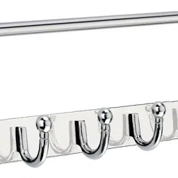 6 Pin Cloth Hanger and Towel Rod (24 Inch - Chrome Finish) Pack of 2 24 inch 1 Bar Towel Rod-image-21