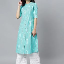 Women Printed Viscose Rayon A-line Kurta-image-95