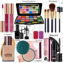 eyeshadow with eyeliner mascara kajal lipstick sindur nail polish & makeup brush-28