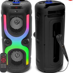 ME&U Partybox 40 Watt with Bluetooth FM AUX RGB Light karaoke mic tower 30 W Bluetooth Party Speaker-image-60