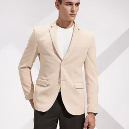 Men Self Design Double Breasted Formal Blazer-image-34