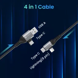 Portronics Type C 1 m Konnect 4 IN 1 Multi Functional with Nylon Braided Fast for Android, iOS Devices image 2