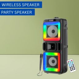 SACRO Pushpa(PORTABLE BLUETOOTH PARTY SPEAKER) 3D Sound With Karaoke Mic/RGB LightE66 40 W Bluetooth Party Speaker-picture-2