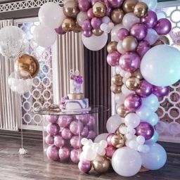 Solid beautiful purple white rose golden 150 balloons with arch for birthday anniversary wedding parties Balloon Balloon-image-27