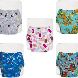 BASIC 5 Cloth Diapers Washable & Reusable for 3M-3Y (5 Shells + 5 Inserts)-picture-12