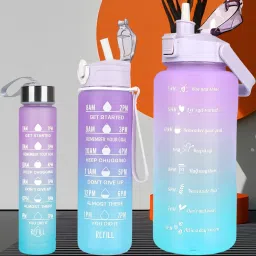 Leakproof Silicon Water Bottle with Motivational Quote & Time Marking 2000 ml Water Bottles-8