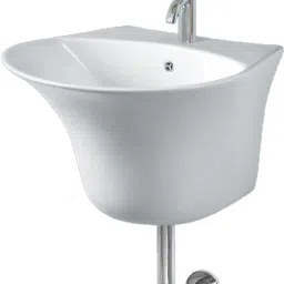 Wall Mounted Hung Glossy Finish White Wash Basin for Bathroom Size 16 x 16 x 10 Inch Wall Hung Basin-image-71