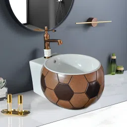 FOOTBALL(ART-003) Decorative Ceramic Wall Hung & Table Top Wash Basin (18"x15") SYON131 Table Top Basin-image-25