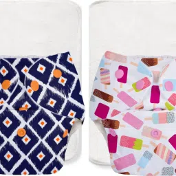 EASY Pack of 2 Freesize Washable & reusable waterproof adjustable cloth diaper for babies with quick drying prefold style soaker(insert) & dry feel layer on top - Combo 6-image-6