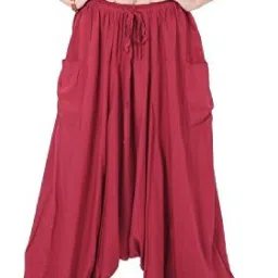 Solid Cotton Rayon Blend Women Harem Pants-image-0