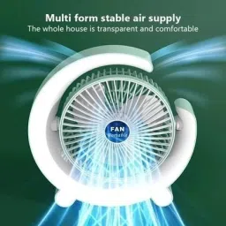 BfsTeckt Rechargeable Table Fan with LED, 3-Speed USB Mini Fan, 180° Rotation, 2400mAh Rechargeable Table Fan with LED, 3-Speed USB Mini Fan, 180° Rotation, 2400mAh USB Fan image 2