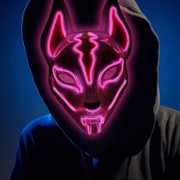 FKU Fox Full Face Mask Neon Lights Halloween Party Led Lampshade Dark Mask Gaming Accessory Kit-image-87