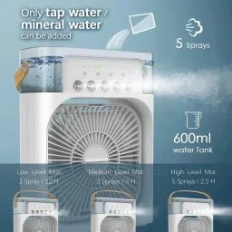 JTG Portable Humidifier Air Cooler Mist Fan Mini With 3 Speed Mode Cooling Fan All in one Cooler image 5