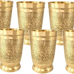 (Pack of 6) BRASS GLASS SET SET OF 6 AND 300 ML Glass Set Water/Juice Glass-image-85