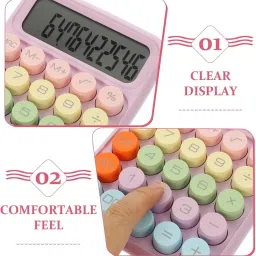 frkb Pastel Colors Pushbutton Calculator, 12 Large LCD Display Big Buttons Small Pastel Multicolor Calculator BasicCalculator image 5