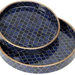 Set of 2 Round Decorative Birds Serving Tray for Diwali & Festive Gifts Tray Serving Set-13