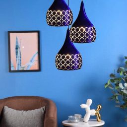 Cut 3 Light Cluster Hanging Light Ceiling Pendant Lamp, Blue Hanging Lights (Pendant Lights) Lamp Shade-22