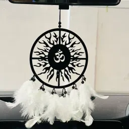 Om Dream Catcher Car Ornament | Dream Catcher for Positive Energy. Feather, Plastic Dream Catcher-image-52