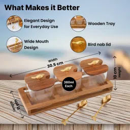 umai Serving Set For Snacks With Wooden (380ml each) Container Serving Set image 4
