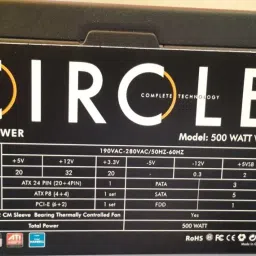 Circle CG 500W 80 PLUS WHITE 500 Watts PSU image 3