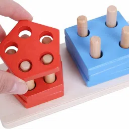 bestie toys Wooden Geometry Shape Sorting Board Building Shapes Toy image 5