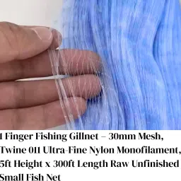 netking 1 Finger Jaal 30mm Mesh Fishing Gillnet – Twine 011, 5ft x 250ft, Raw Net Fishing Net image 5