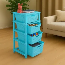 4-Tier Plastic Storage Organizer/Modular Plastic Drawer for Home/Office/Hospital Plastic Kitchen Trolley-picture-12