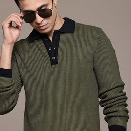 roadster Men Solid Crew Neck Green Sweater-picture-11