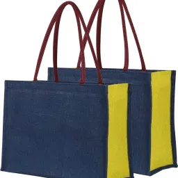 Eco Friendly Jute Unisex Vegetable Grocery Travel Shopping Tote Bag Pack of 2 Grocery Bags-image-91
