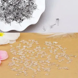 Earring Backpush Back Clear Bullet Clutch Rubber Stoppers & Flatpad Safety 25pc-27