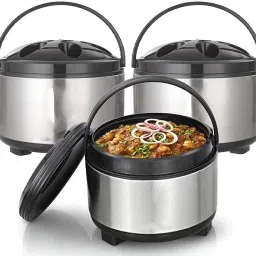 Steel Casserole with Handle Hot Pot Chapati/Curry/Roti (2.5 L, 3.5 L & 4.5 L) Pack of 3 Thermoware Casserole-image-30