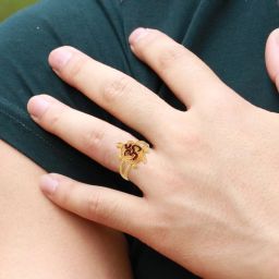 Gold Plated Embellished Designer Om/? Tortoise Vastu Feng Shui Kachua Good Luck Charm Fashion Free Size Finger Ring for Women and Girls Brass Gold Plated Ring-image-52