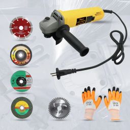 Angle Grinder With 5Pcs Wheels (Grinding+Tile+Wood+Flap Disk) 100% Copper Winding HGCM19M3 Metal Polisher-25