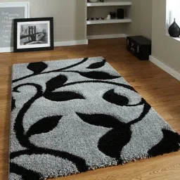 Grey, Black Polyester Carpet-image-34