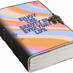Printed Designer leather cover Diary with Lock For Office|Gift|SIZE 5*7 INCHES A5 Diary unruled 200 Pages-10