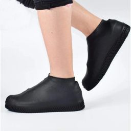 Reusable Silicone Rain Shoes Cover Traveling Outdoors Men,Women (L-Size-BLACK)-image-47