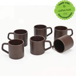 Earth-Friendly Comfy Coffee Cup Set of 6| 200 ml | Made with Rice Husk | Biocomposite Coffee Mug-image-88
