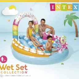 Great playground, candy zone with a swimming pool and a slide With Pump Inflatable Swimming Pool-image-22