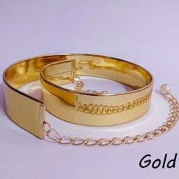 Women Gold Artificial Leather, Metal Belt-image-95