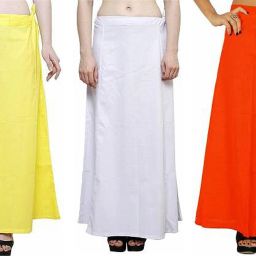 YELLOW-WHITE-ORANGE Pure Cotton Petticoat-image-3
