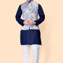 Men Pure Cotton Kurta Pyjama Ethnic Jacket Set-image-17