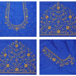 Unstitched Cotton Silk Blouse Material Embroidered-image-3
