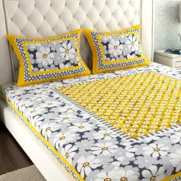 144 TC Cotton Double Jaipuri Prints Flat Bedsheet-4