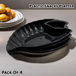 Serve Snacks in Style with our Sectioned Plastic Platter Set of 4 in Black Color Sectioned Plate-5