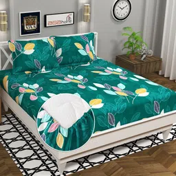 vas collections 180 TC Cotton Double Floral Fitted (Elastic) Bedsheet-picture-1