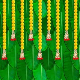 Big Banana Leaf Design with Long Yellow Flowers Hangings (Model 14) Altar Cloth-image-2