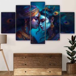 Radha krishna religious wall painting for living room, wall decoration Digital Reprint 18 inch x 30 inch Painting-27
