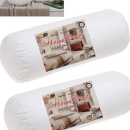 PACK OF 4 (2BOLSTER+2 ROUND) Polyester Fibre Solid Cushion Pack of 4-image-61